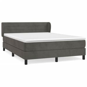 vidaXL Box Spring Bed with Mattress Dark Grey 140x200 cm Velvet