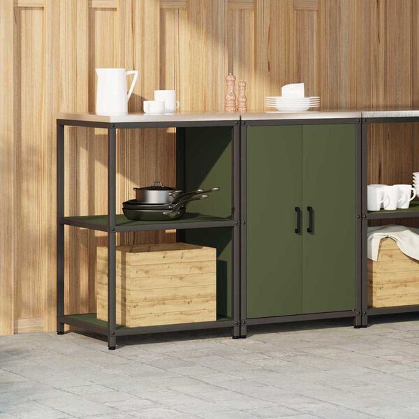 vidaXL Kitchen Storage Set 2 pcs Olive Green Cold-rolled steel