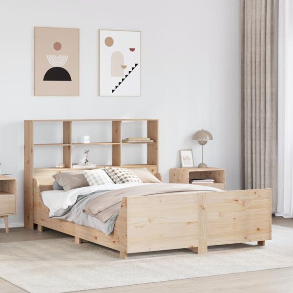 vidaXL Bookcase Bed without Mattress 140x190 cm Solid Wood