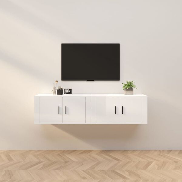 vidaXL Wall-mounted TV Cabinets 2 pcs High Gloss White 80x34.5x40 cm