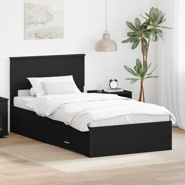 vidaXL Bed Frame Black and Silver 100 x 200 cm Engineered Wood