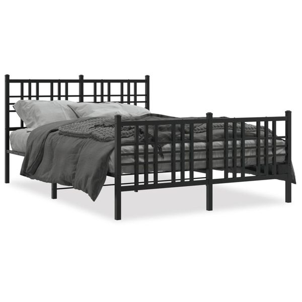 vidaXL Metal Bed Frame without Mattress with Footboard Black 120x200cm
