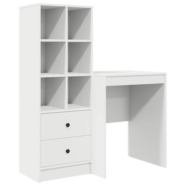 vidaXL Desk with Drawer 2 pcs White