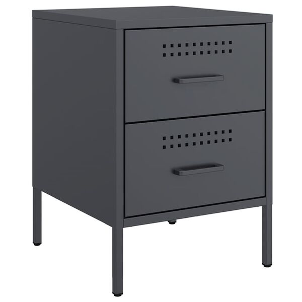 vidaXL Bedside Cabinet Anthracite 36x39x50.5 cm Steel