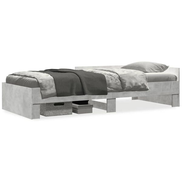 vidaXL Bed Frame without Mattress Concrete Grey 90x200 cm Engineered Wood