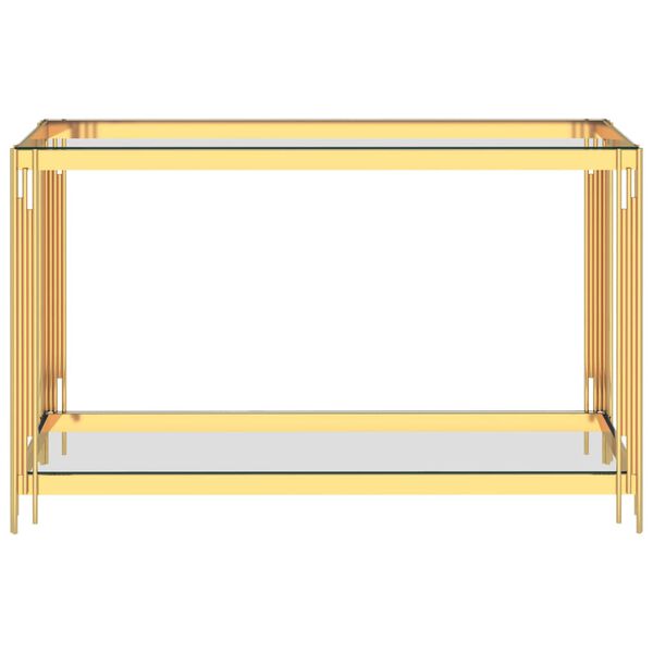 vidaXL Side Table Gold 120x40x78 cm Stainless Steel and Glass