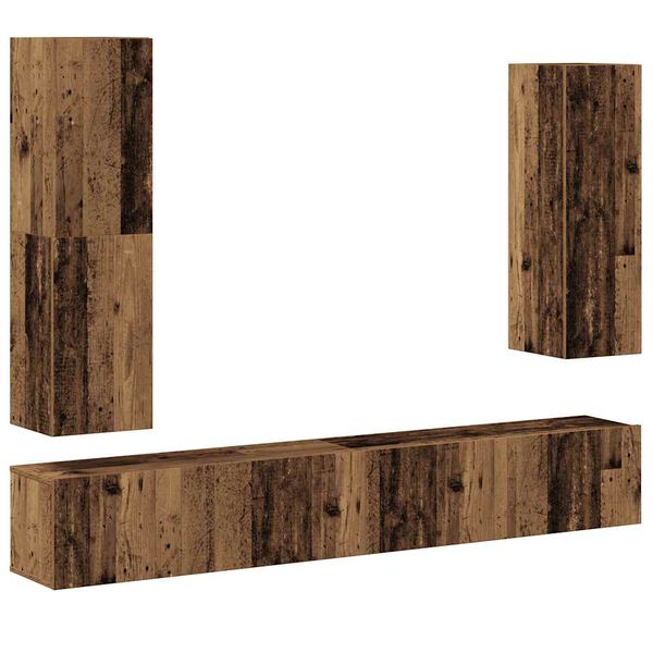 vidaXL 4 Piece TV Cabinet Set Wall-mounted Old Wood Engineered Wood