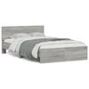 vidaXL Bed Frame with Headboard and LED Grey Sonoma 140x190 cm