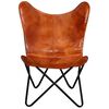 vidaXL Butterfly Chair Brown Real Leather