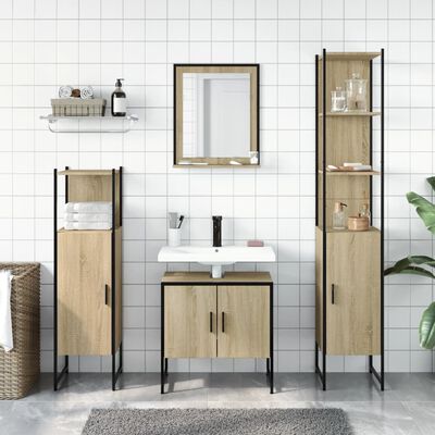 vidaXL 4 Piece Bathroom Cabinet Set Sonoma Oak Engineered Wood
