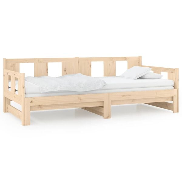 vidaXL Pull-out Day Bed without Mattress Solid Wood Pine 2x(90x200) cm