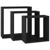 vidaXL Wall Cube Shelves 3 pcs Black MDF