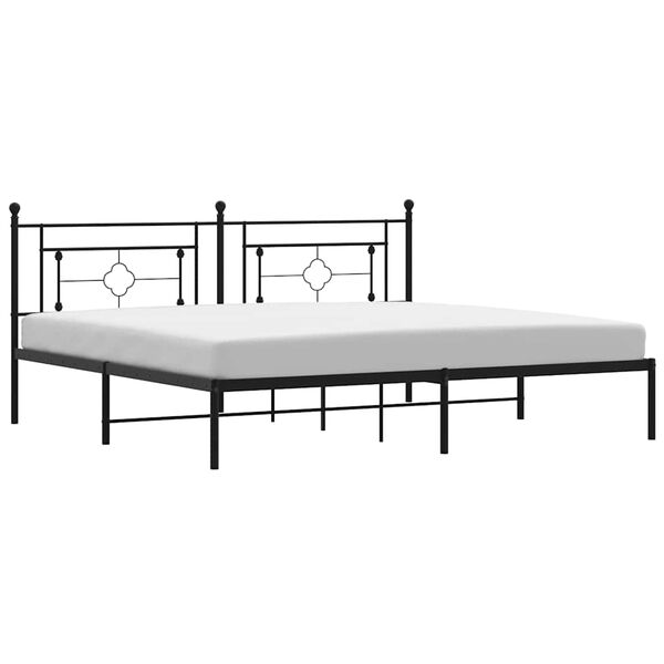 vidaXL Metal Bed Frame without Mattress with Headboard Black 193x203cm