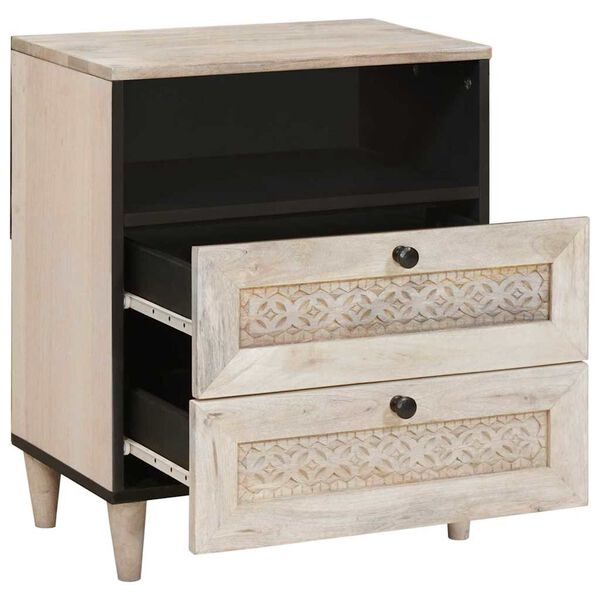 vidaXL Bedside Cabinet Beige 50 x 33 x 62 cm Solid Acacia wood