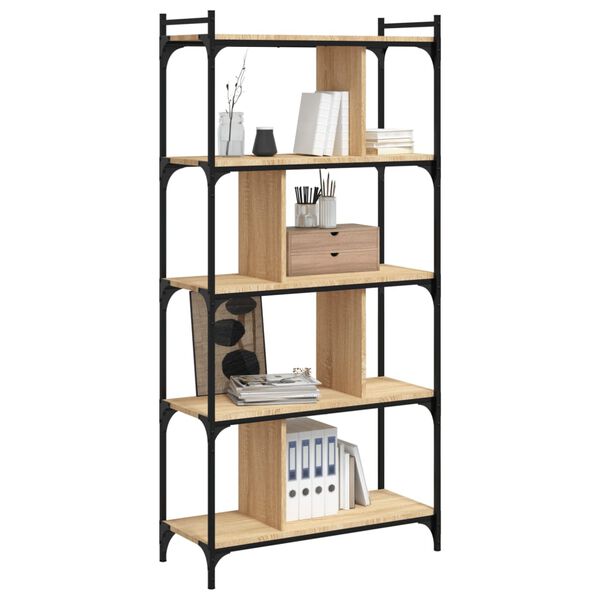 vidaXL Bookcase 5-Tier Sonoma Oak 76x32x158 cm Engineered Wood