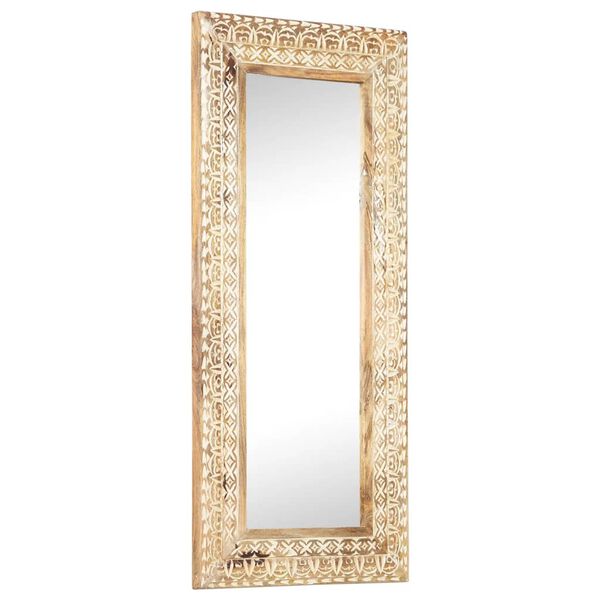 vidaXL Hand-Carved Mirror 110x50x2.6 cm Solid Mango Wood