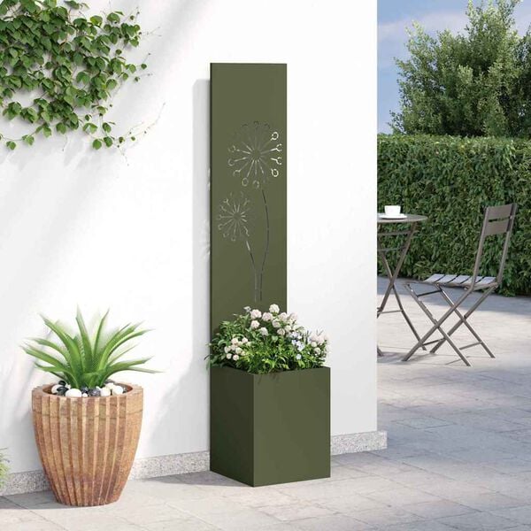 vidaXL Garden Privacy Screen Olive green 32 x 140 cm Cold-rolled steel