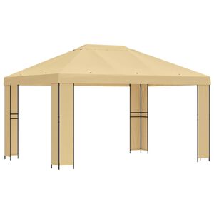 vidaXL Gazebo 4 x 3 m Cream Polyester and Steel 190 gsm