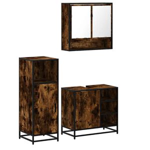 vidaXL 3 Piece Bathroom Furniture Set Smoked Oak Engineered Wood