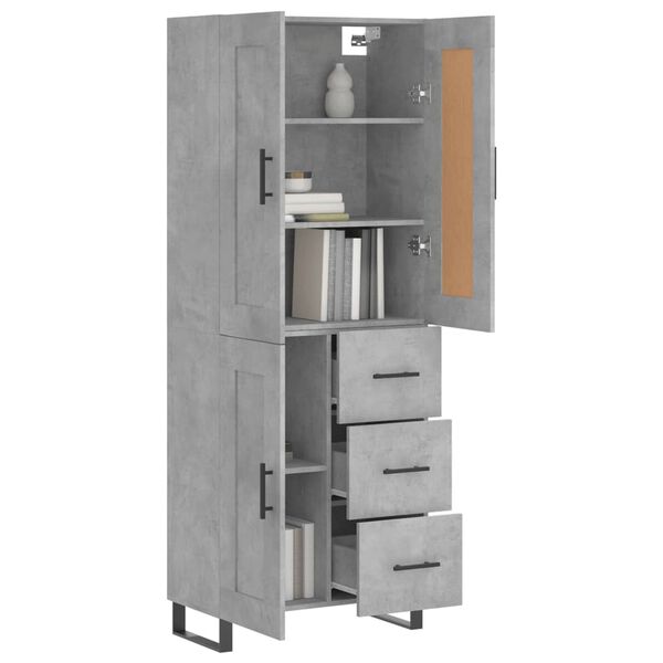 vidaXL Highboard Concrete Grey 69.5x34x180 cm Engineered Wood