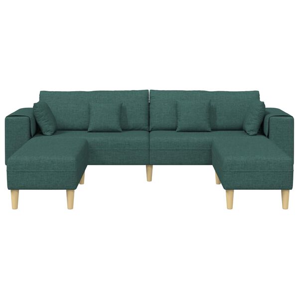 Fabric Sofa with Cushion 3 pcs Dark Green 208 cm Fabric