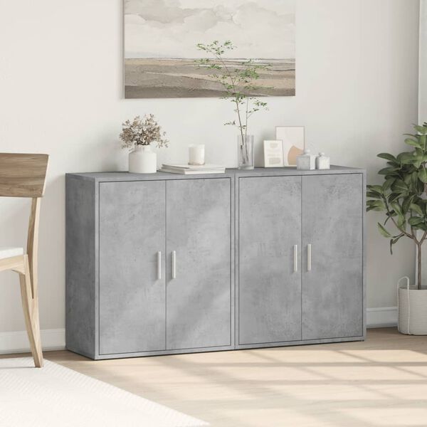 vidaXL Sideboards 2 pcs Concrete Grey 60x31x70 cm Engineered Wood