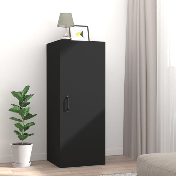 vidaXL Hanging Wall Cabinet Black 34.5x34x90 cm Engineered Wood