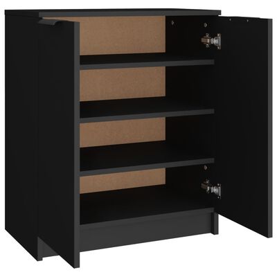 vidaXL Shoe Cabinet Black 59x35x70 cm Engineered Wood