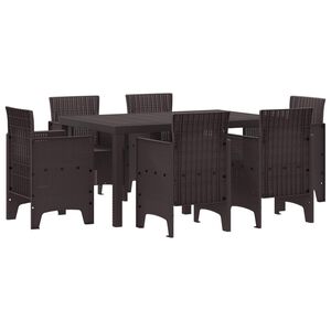 vidaXL Garden Dining Set 7 pcs Brown Polt rattan