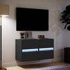 vidaXL TV Wall Cabinets with LED Lights 2 pcs Black 41x31x45 cm