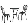 vidaXL Garden Bistro Set 3 pcs Black Aluminium