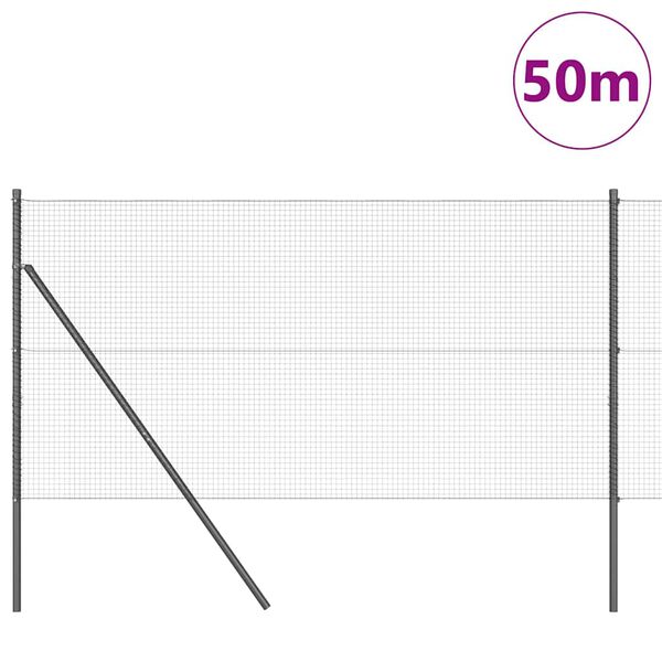 vidaXL Fence Post Grey 50 x 1 m (19 x 19 mm mesh) Steel and PVC