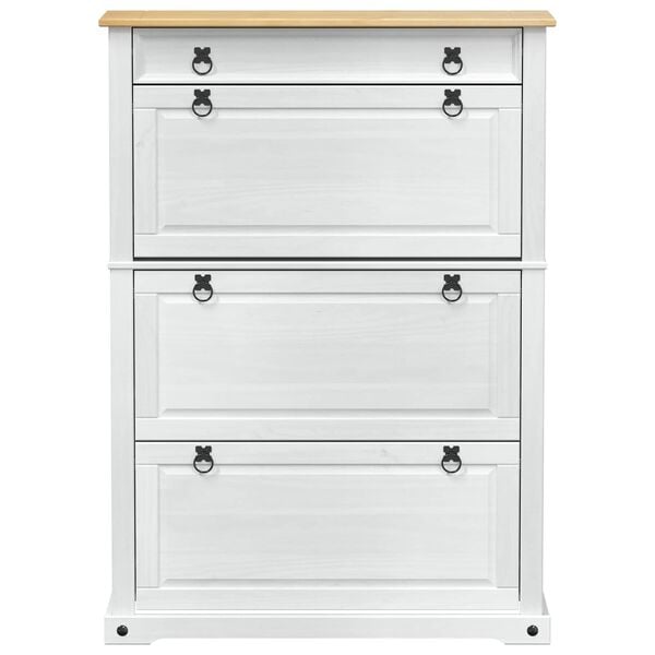 vidaXL Shoe Cabinet Corona White 99 x 32 x 138 cm Solid Pine Wood