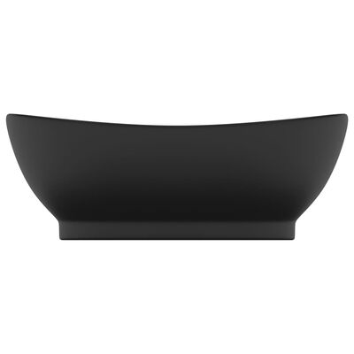 vidaXL Luxury Basin Overflow Oval Matt Black 58.5x39 cm Ceramic
