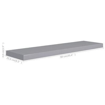 vidaXL Floating Wall Shelves 4 pcs Grey 90x23.5x3.8 cm MDF