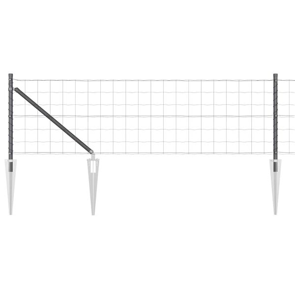 vidaXL Fence with Post Grey 0.8 x 25 m Steel