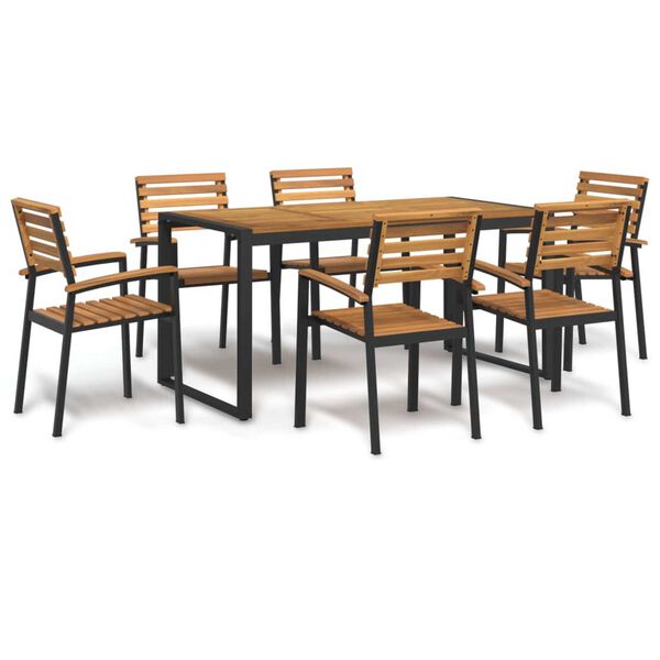 vidaXL 7 Piece Garden Dining Set Solid Wood Acacia and Metal