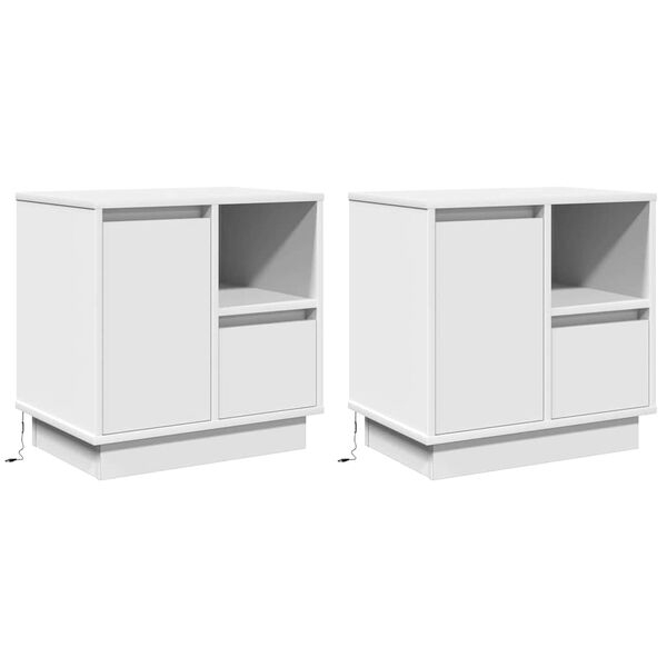 vidaXL Bedside Cabinet 2 pcs White 50 x 34.5 x 50 cm Engineered wood