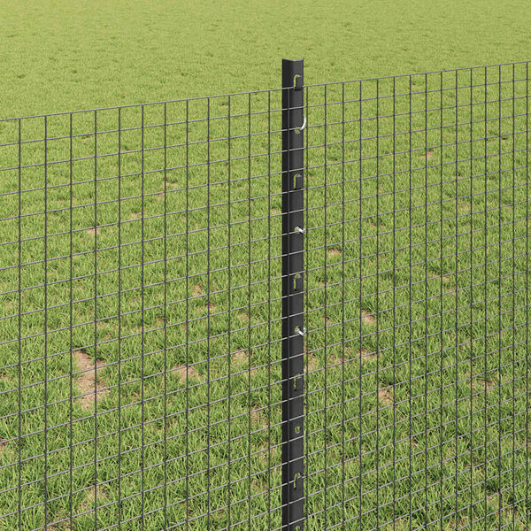 vidaXL Fence with Post Grey 1 x 50 m Steel and PVC