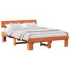 vidaXL Bed Frame with Headboard Wax Brown 150 x 200 cm Solid Pine Wood