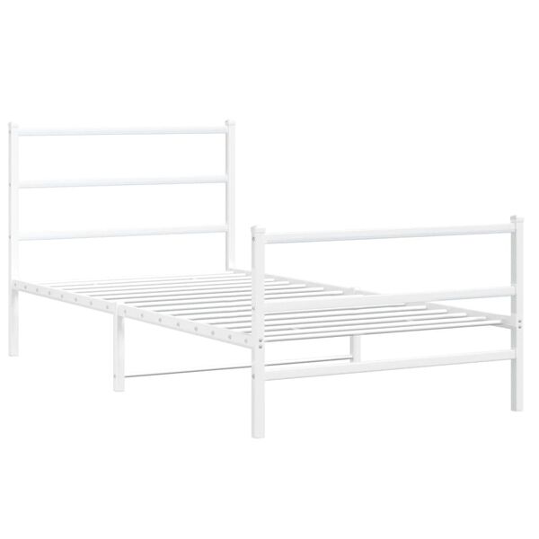 vidaXL Metal Bed Frame without Mattress with Footboard White 107x203cm