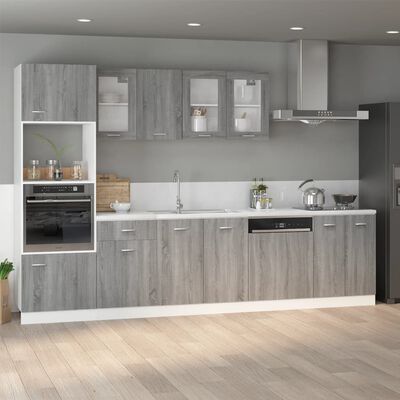 vidaXL Microwave Cabinet Grey Sonoma 60x57x207 cm Engineered Wood