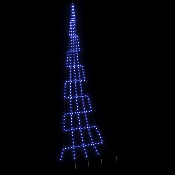 vidaXL LED Christmas Tree with Ground Spikes Blue 500 cm Metal