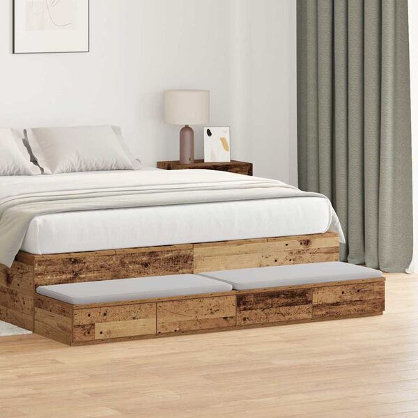 vidaXL Bed Drawers Old Wood 140 x 36.5 x 16.5 cm Engineered Wood