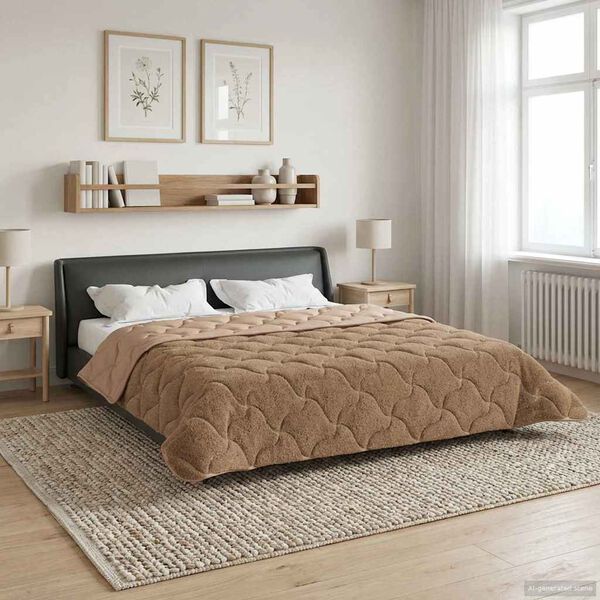 vidaXL Full Year Duvet Taupe 200 x 240 cm Microfiber and Teddy fleece