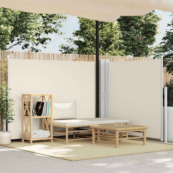 vidaXL Retractable Side Awning Cream 140x600 cm