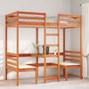 vidaXL Loft Bed Frame with Desk and Chairs Wax Brown 90x200cm Solid Wood Pine