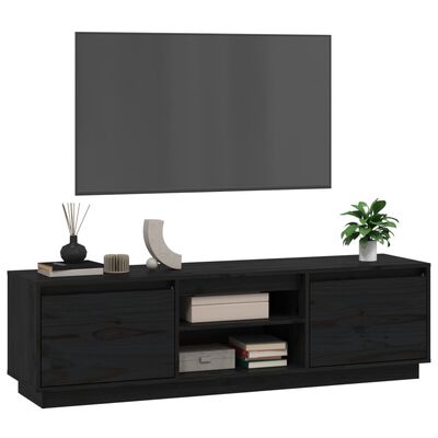 vidaXL TV Cabinet Black 140x35x40 cm Solid Wood Pine
