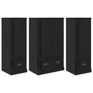 vidaXL Highboard 3 pcs Black Oak 132 x 35.5 x 103.5 cm Engineered Wood