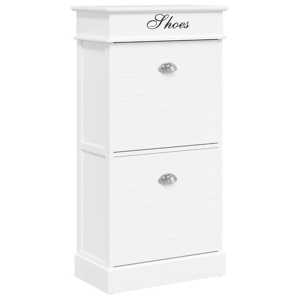 vidaXL Shoe Cabinet White 50x28x98 cm Paulownia Wood